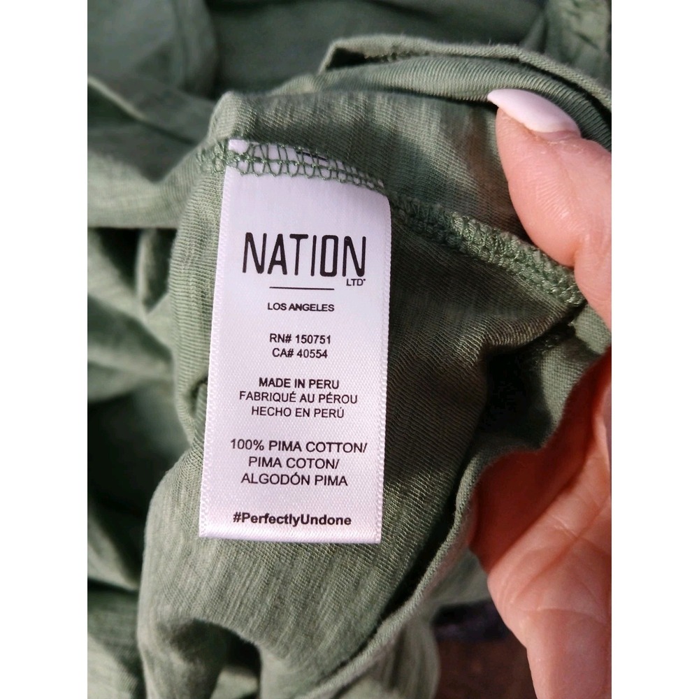 Nation LTD Shirt Womens M Green Pima Cotton Long Sleeve V neck - Picture 8 of 9